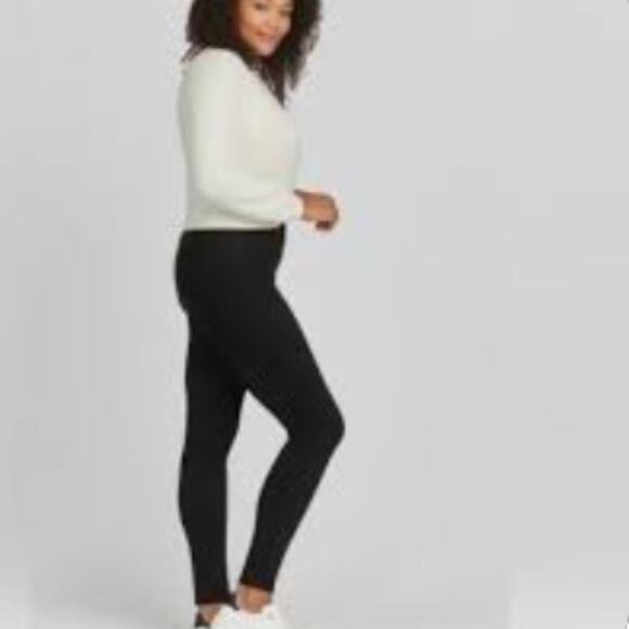 ASSETS BY SPANX Black Faux Suede High Rise Leggings 1X - Picture 1 of 11